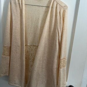 ODDY Cream Lace-Back Cardigan Boho Festival Sz S